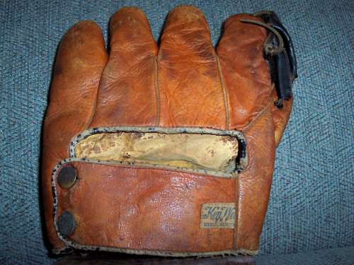 Ken Wel Double Button Softball Glove Back